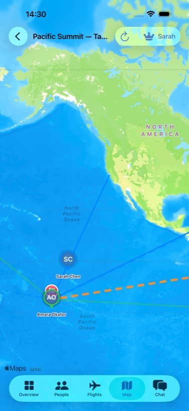 Trip map screen